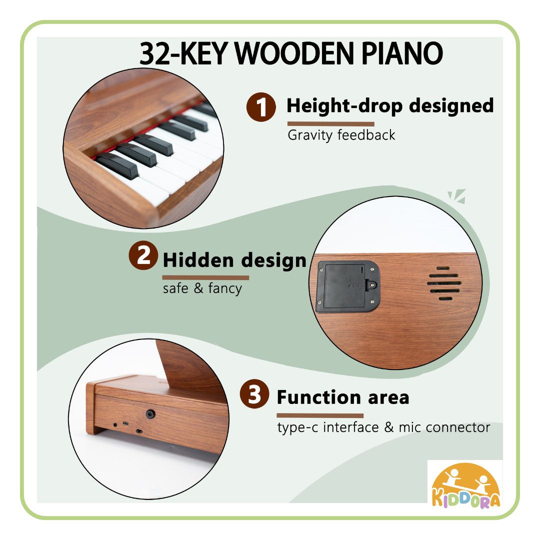 Mini Maestro Jr.: Wooden Kids Piano with Microphone