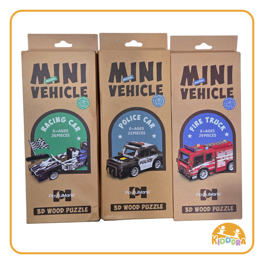 3D Wood Car Puzzle with Pullback Function