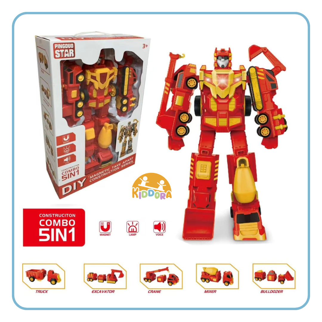 5-in-1 Magnetic Construction Transformer Robot