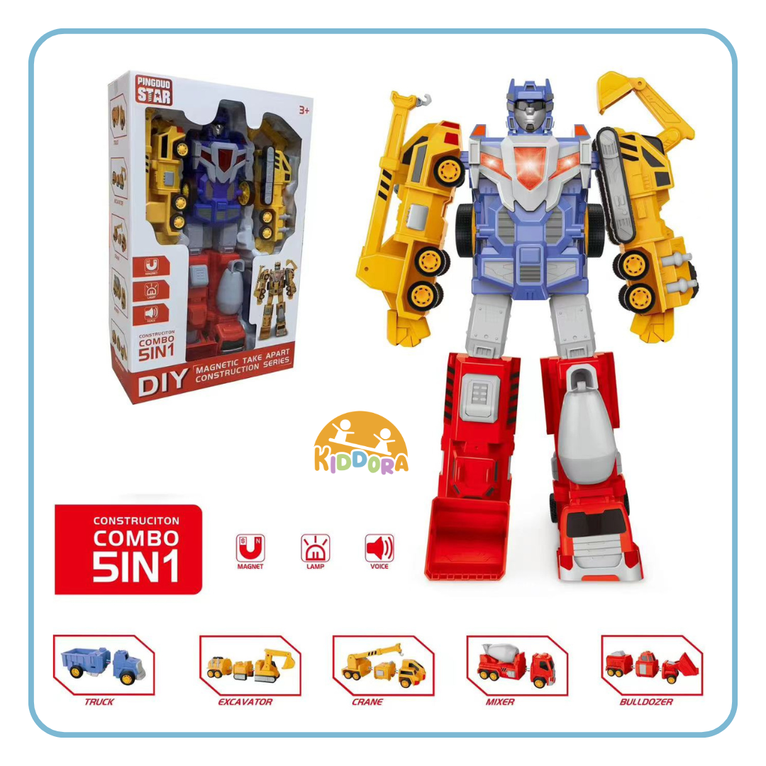 5-in-1 Magnetic Construction Transformer Robot