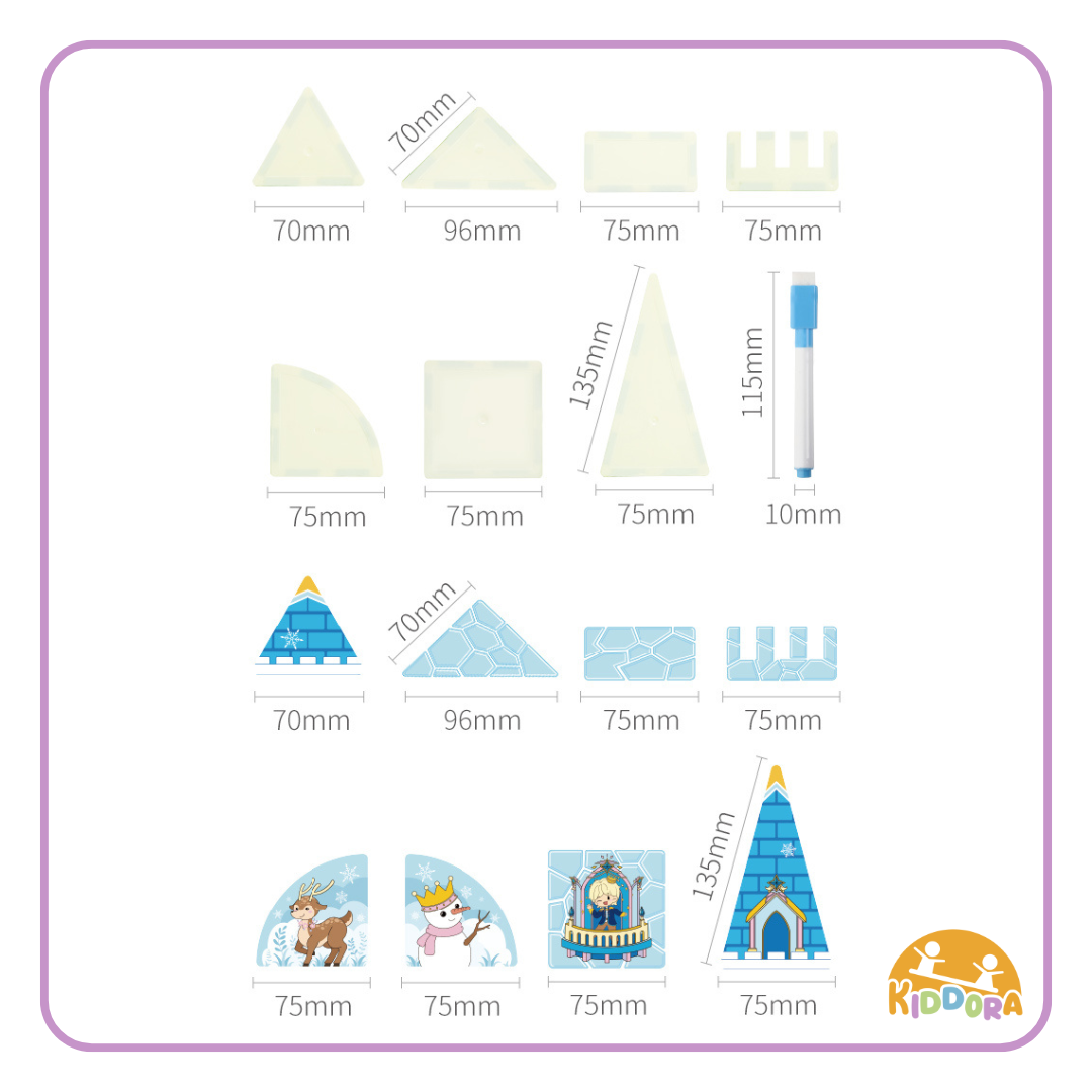 Kebo 2in1 Magic Write Castle Magnetic Tiles (65pcs)