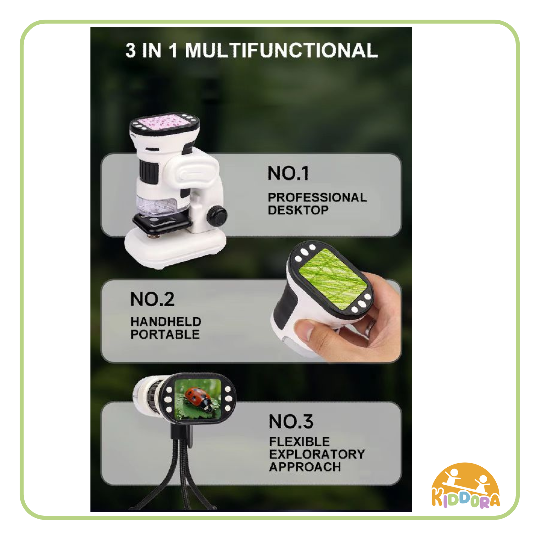 Chargeable Microscope Kids Microscope (3-way) – Kiddora