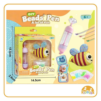 Bead Pen bee charm box, 15.5 x 14.5 x 2.8 cm, with the pen and bee charm
