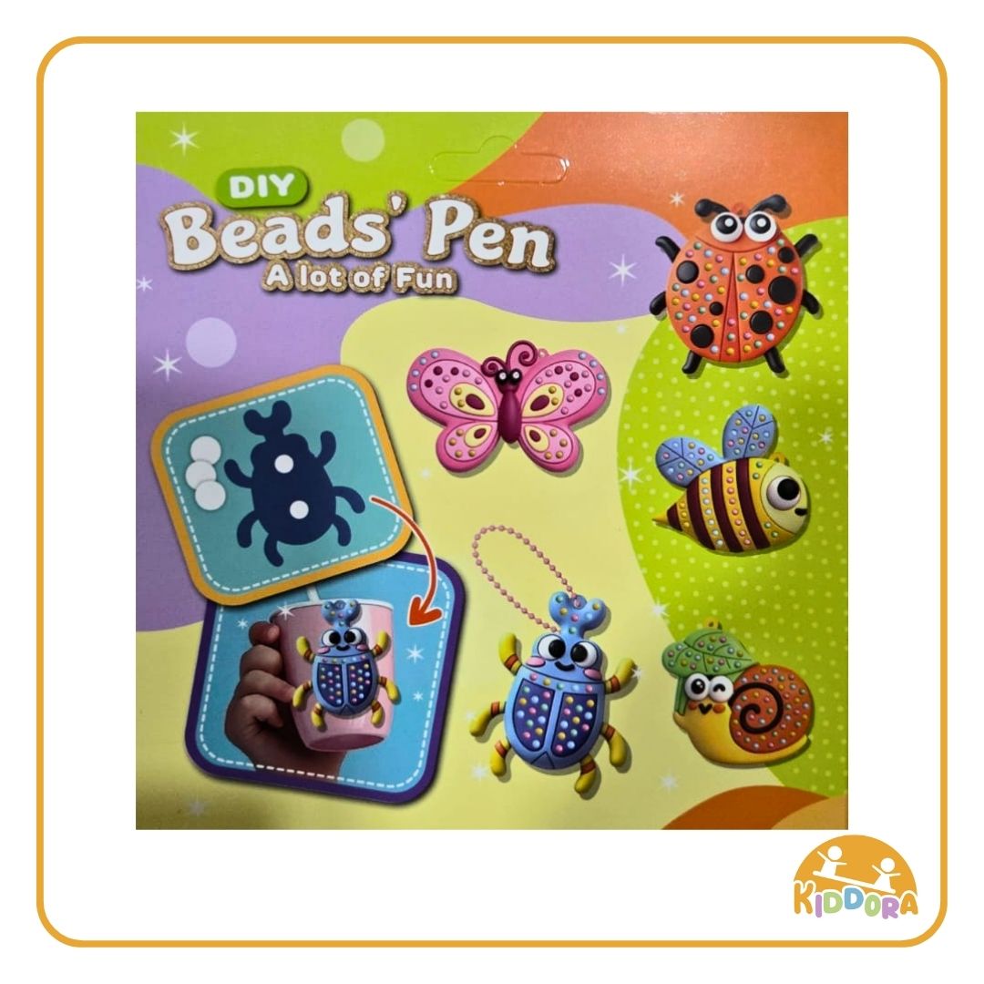DIY Beads Pen bug charms: ladybug, butterfly, bee, beetle and snail